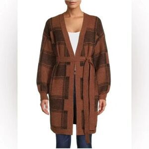Time and Tru Women's Coatigan Cinnamon Spice Plaid XL (16-18) Cardigan
